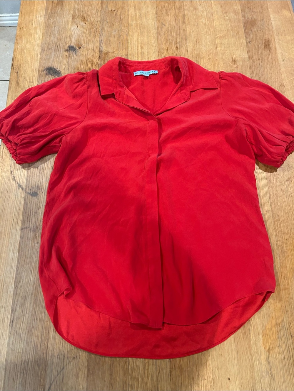 ANTONIO MELANI Vibrant Red Short-Sleeve Blouse
